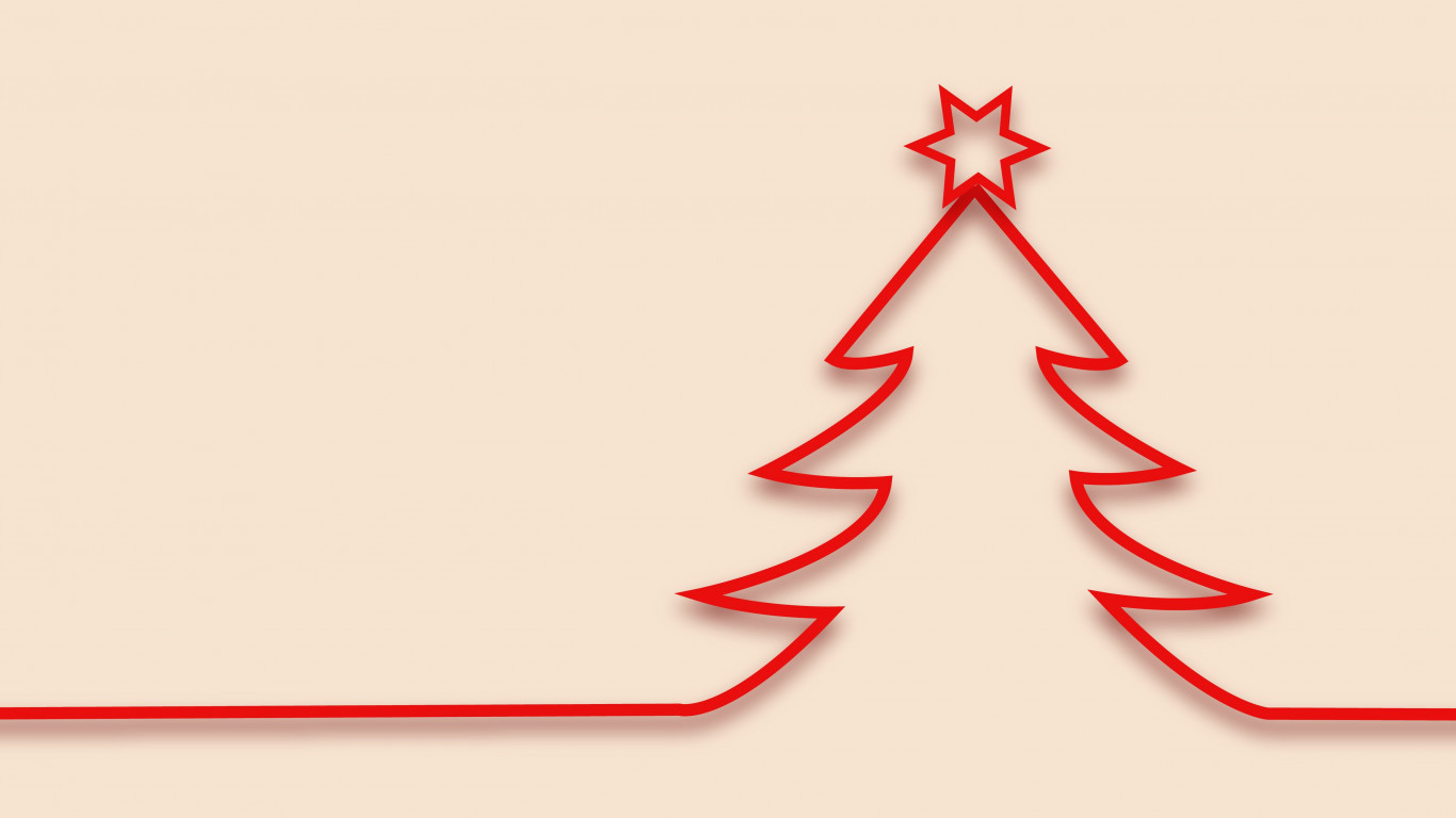 Download wallpaper: Red minimalistic Christmas tree design 1366x768