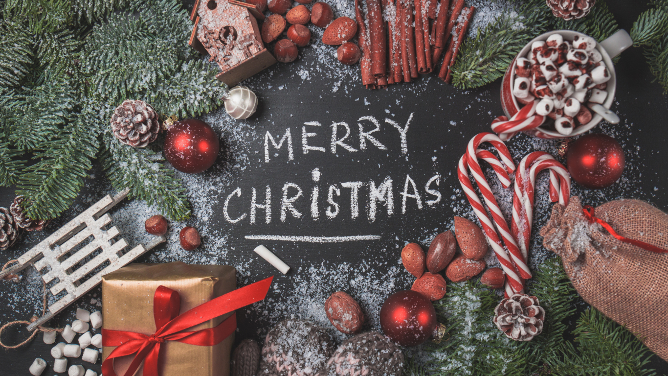 Download wallpaper 1366x768 merry christmas, decorations, 2020, tablet, laptop, 1366x768 HD background, 26657