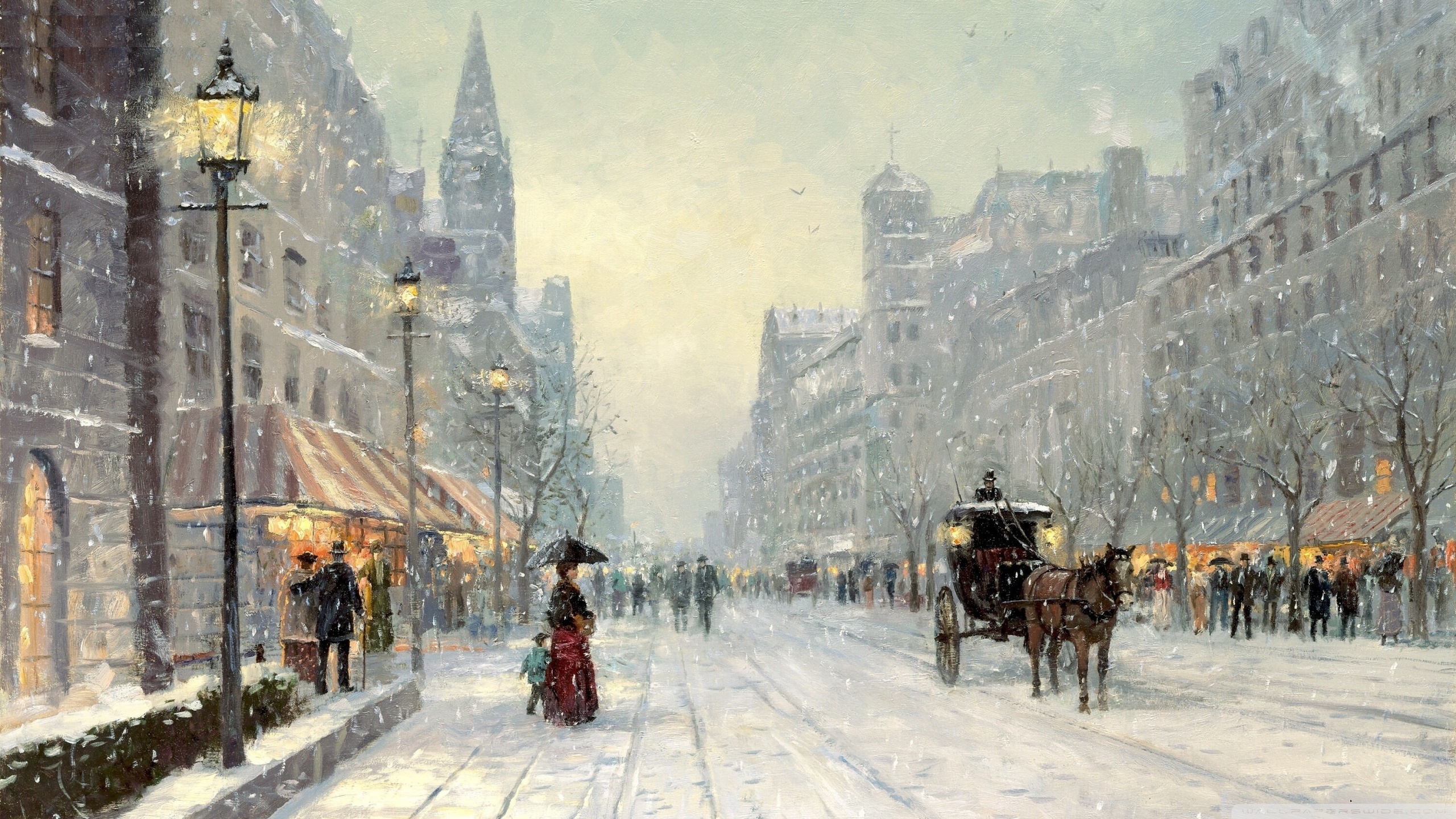 Winter Promenade Painting Ultra HD