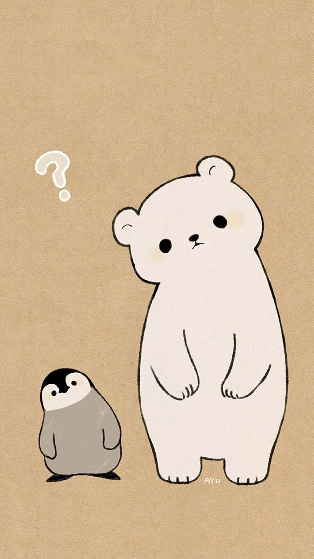 Download Playful Cartoon Polar Bear Wallpaper