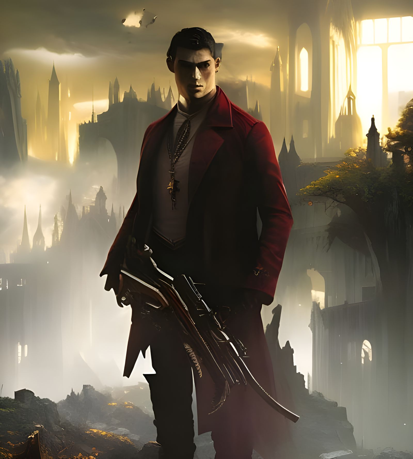 Cristiano Ronaldo as a vampire, 8k resolution, dynamic lighting, Unreal Engine, volumetric lighting, hyperdetailed, by Greg Rutkowski, intri