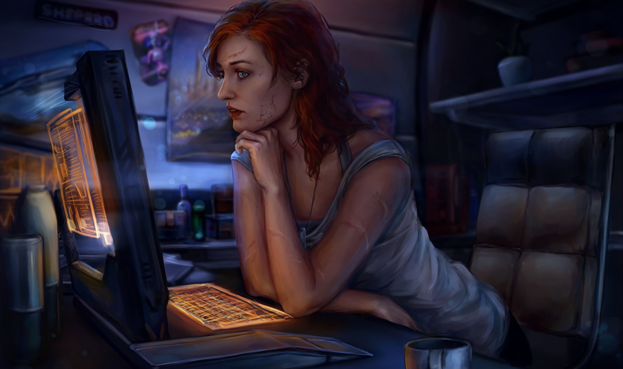 Desktop Wallpaper Mass Effect Redhead girl Girls vdeo game