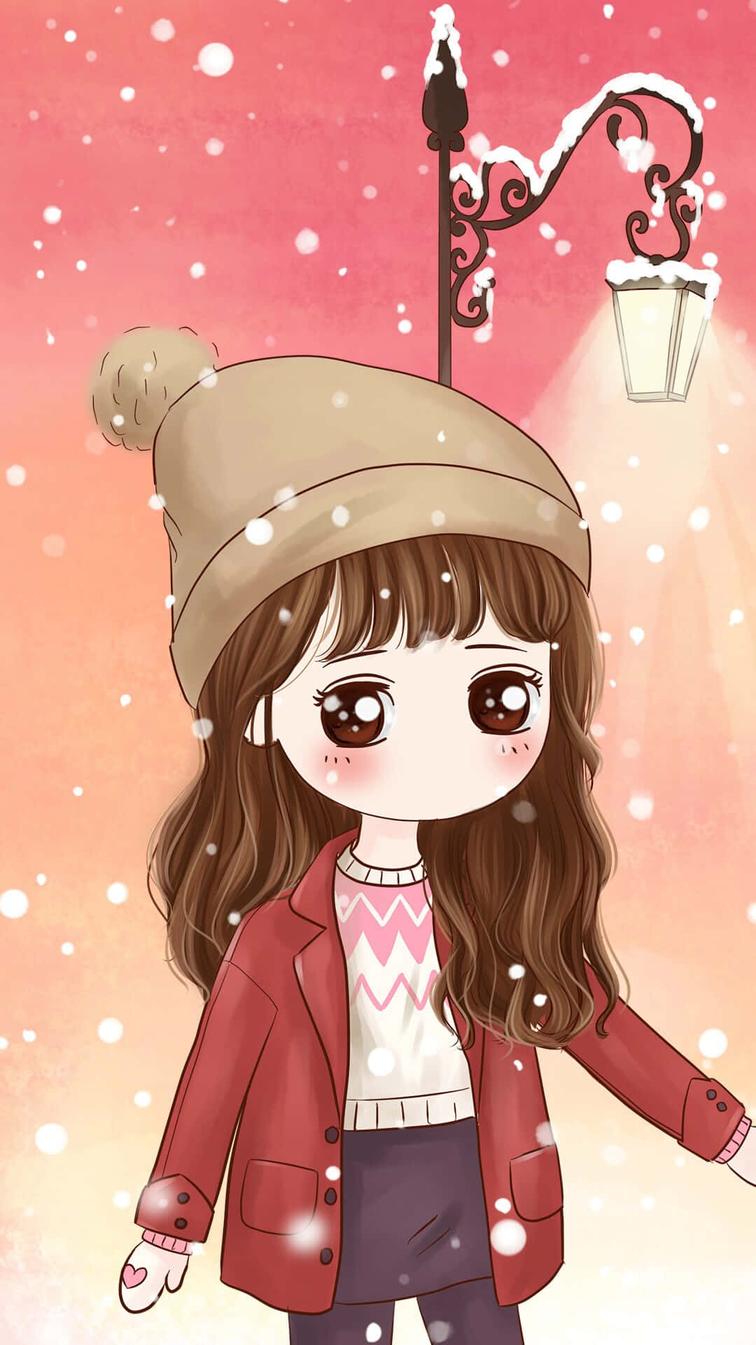 Download Korean Anime Girl Wearing Winter Clothing Wallpaper