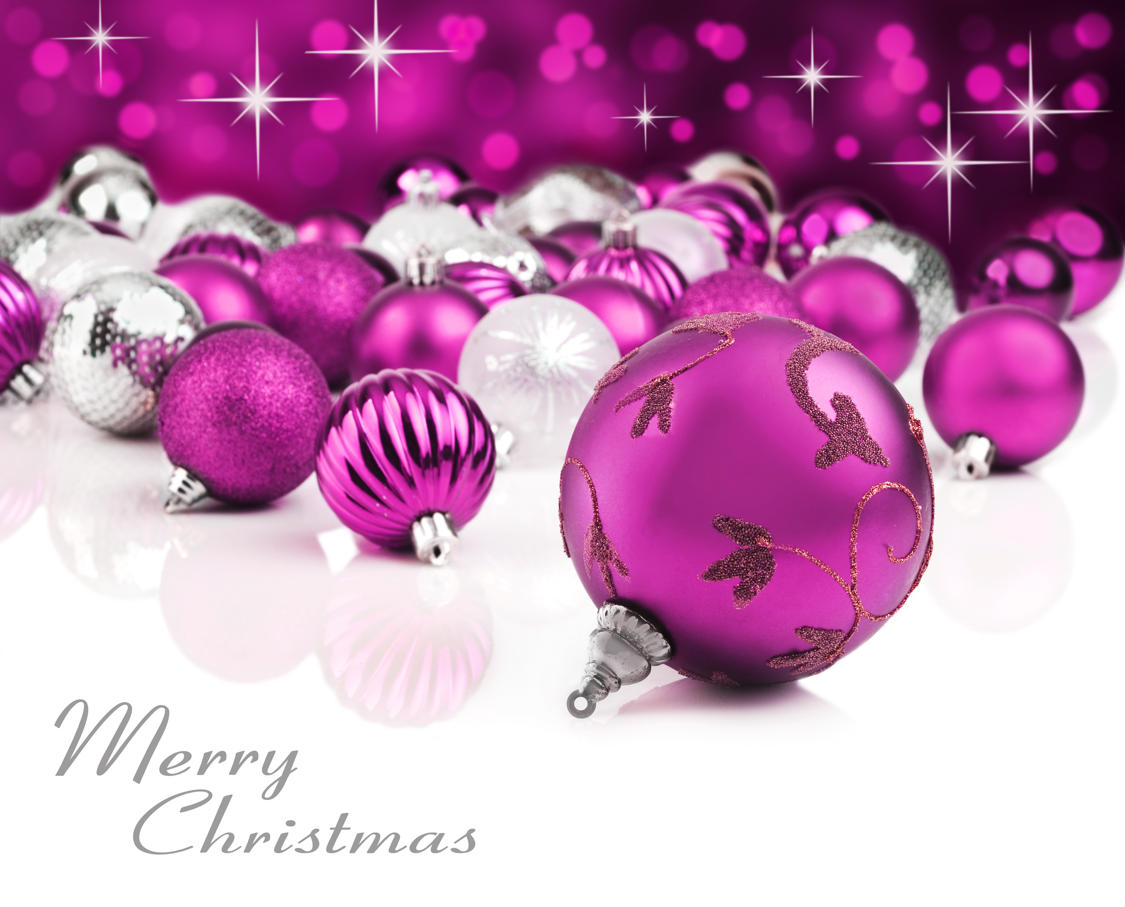 Download Purple Christmas Ornaments Merry Christmas Holiday Christmas 4k Ultra HD Wallpaper