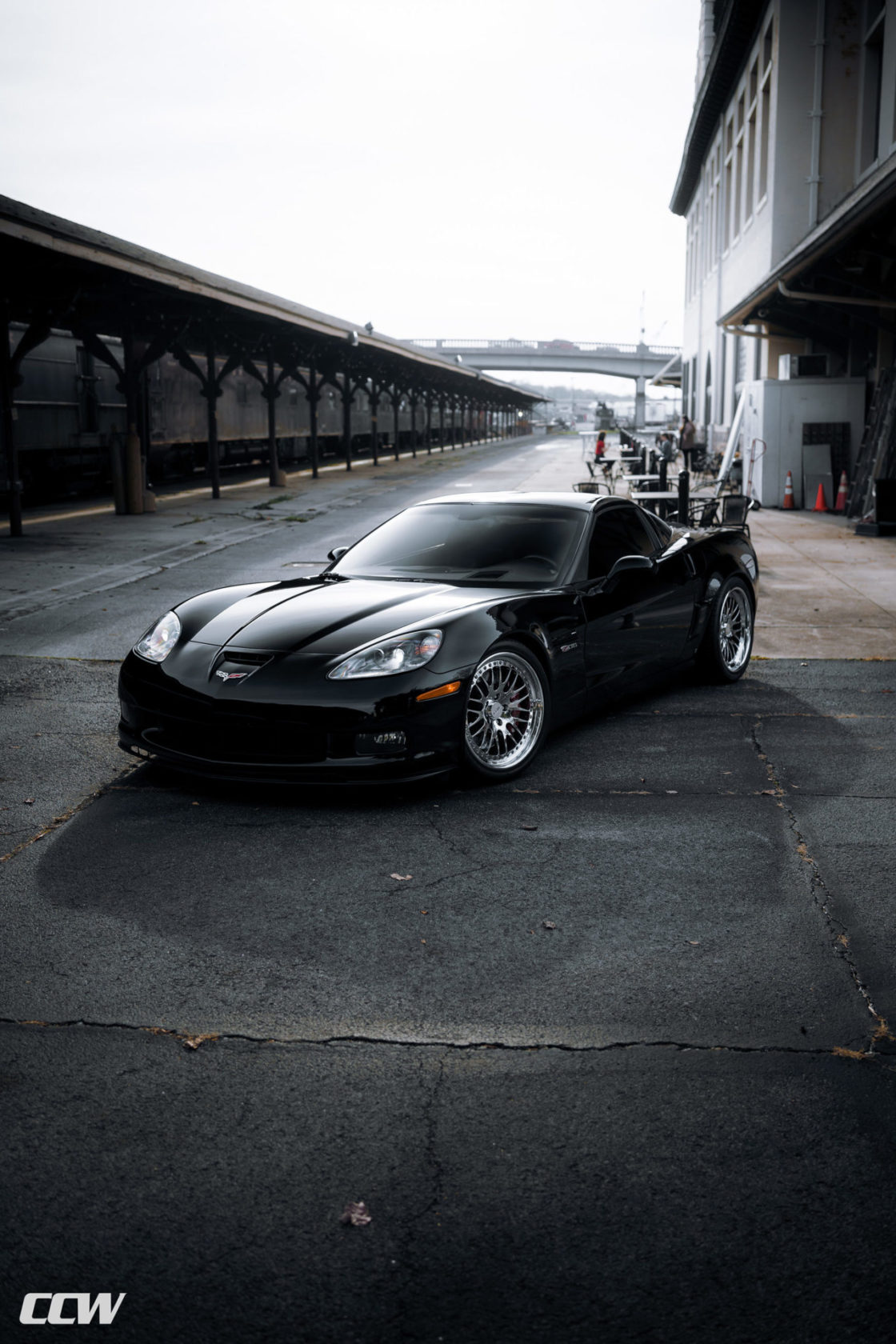 Clean Black Corvette Z06 With Polished CCW Classic 40 Bolt Wheels