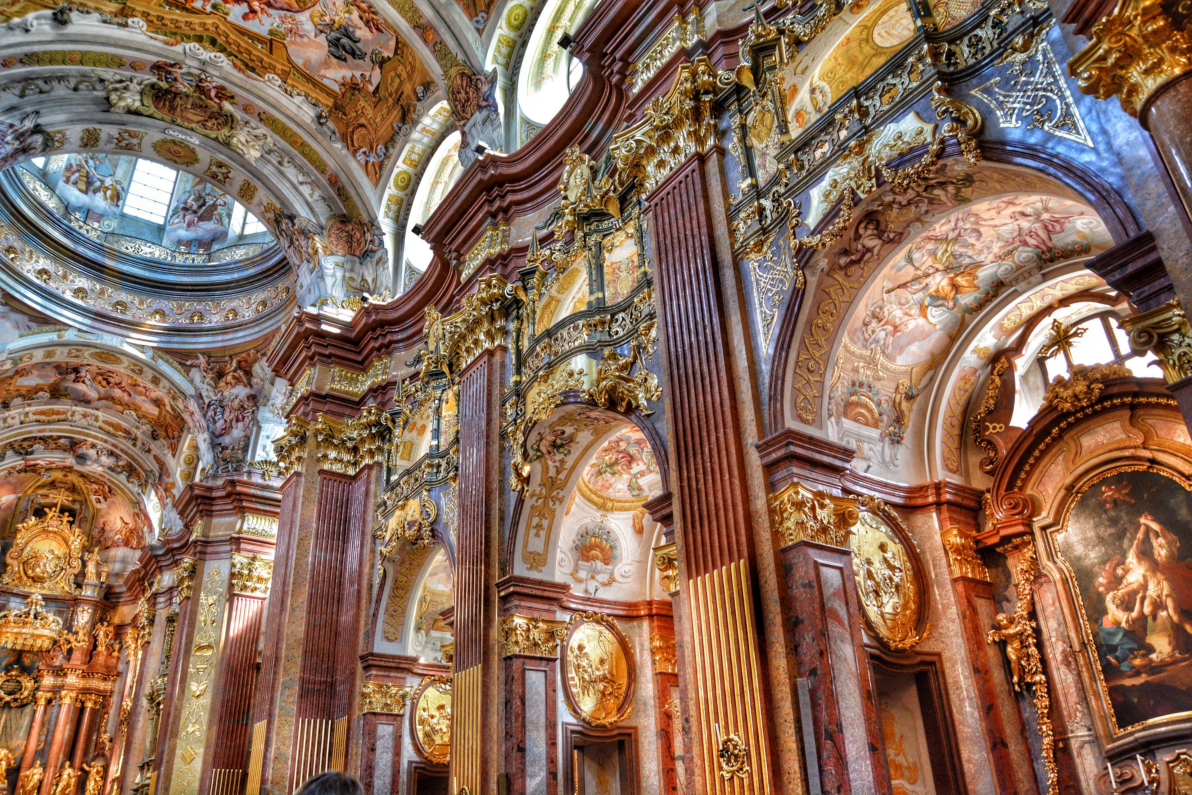 art, art musuem, austria, baroque, baroque church, baroque style, castle, church, collegiate church, design, golden, hdr, melk, palace, temple 4k wallpaper