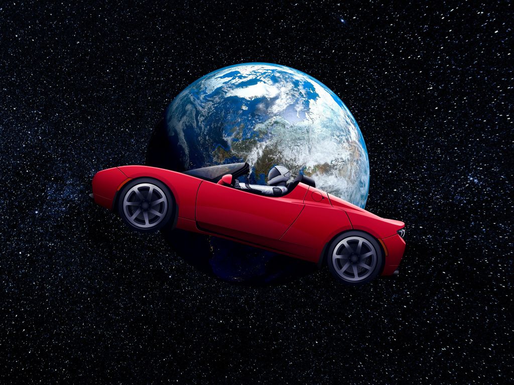 Desktop Wallpaper Tesla Roadster, Astronaut, earth orbit, space, HD image, picture, background, fe5ec6. Tesla roadster, Tesla, Space car