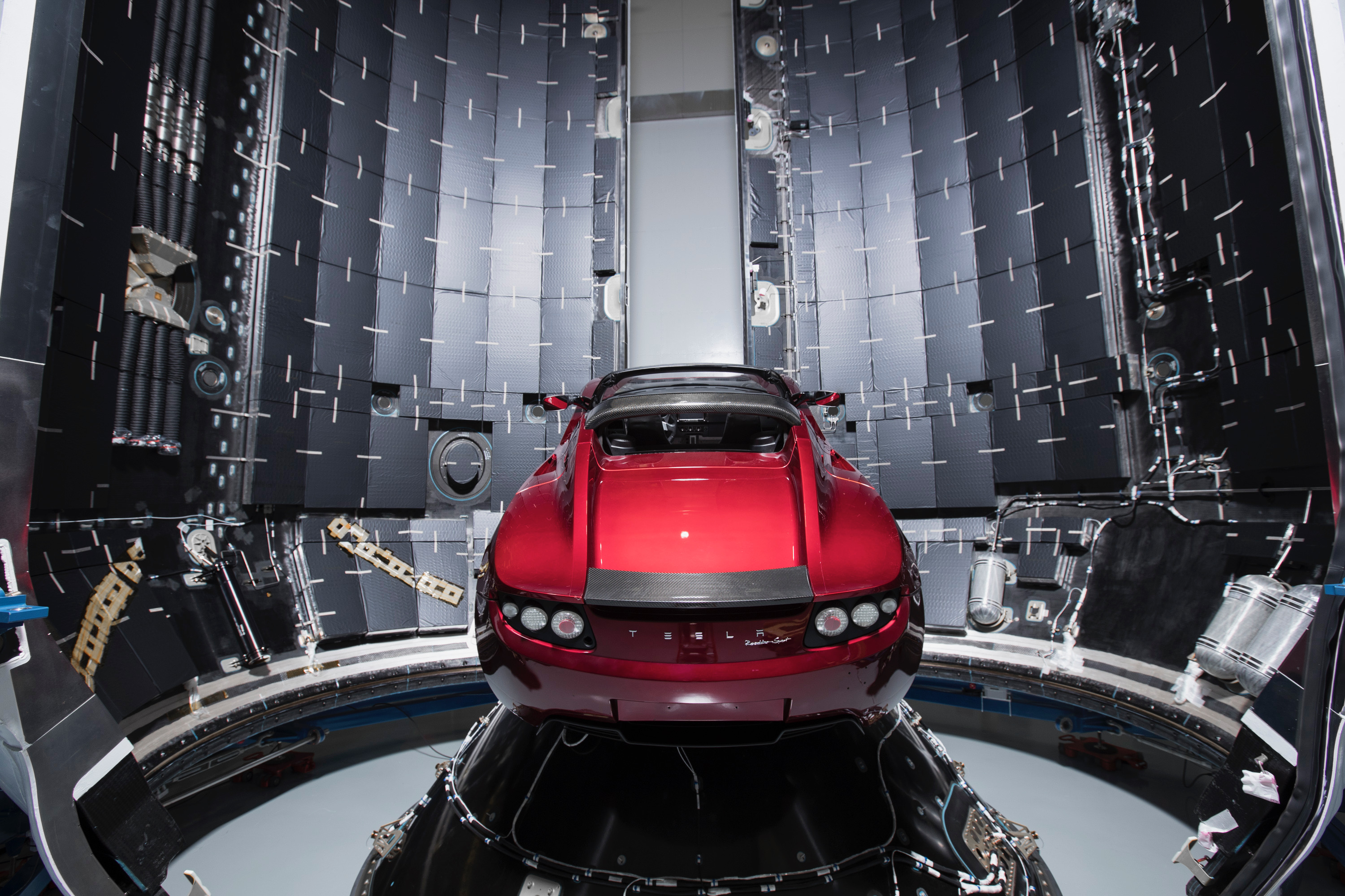 Tesla Roadster waiting for Space