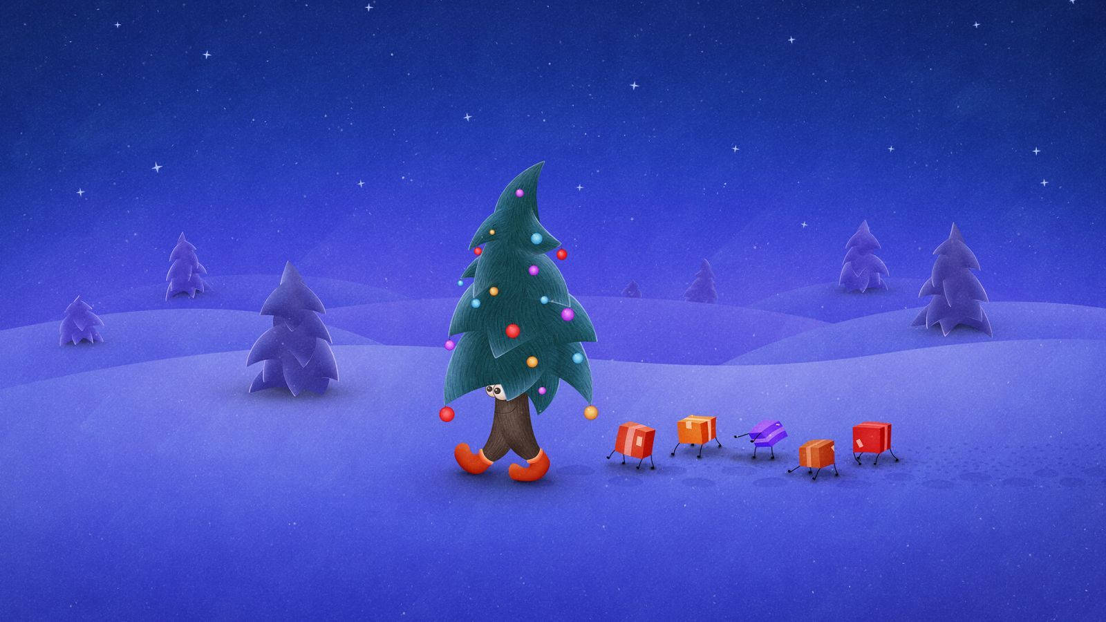 Download Christmas Tree In The Snow Wallpaper