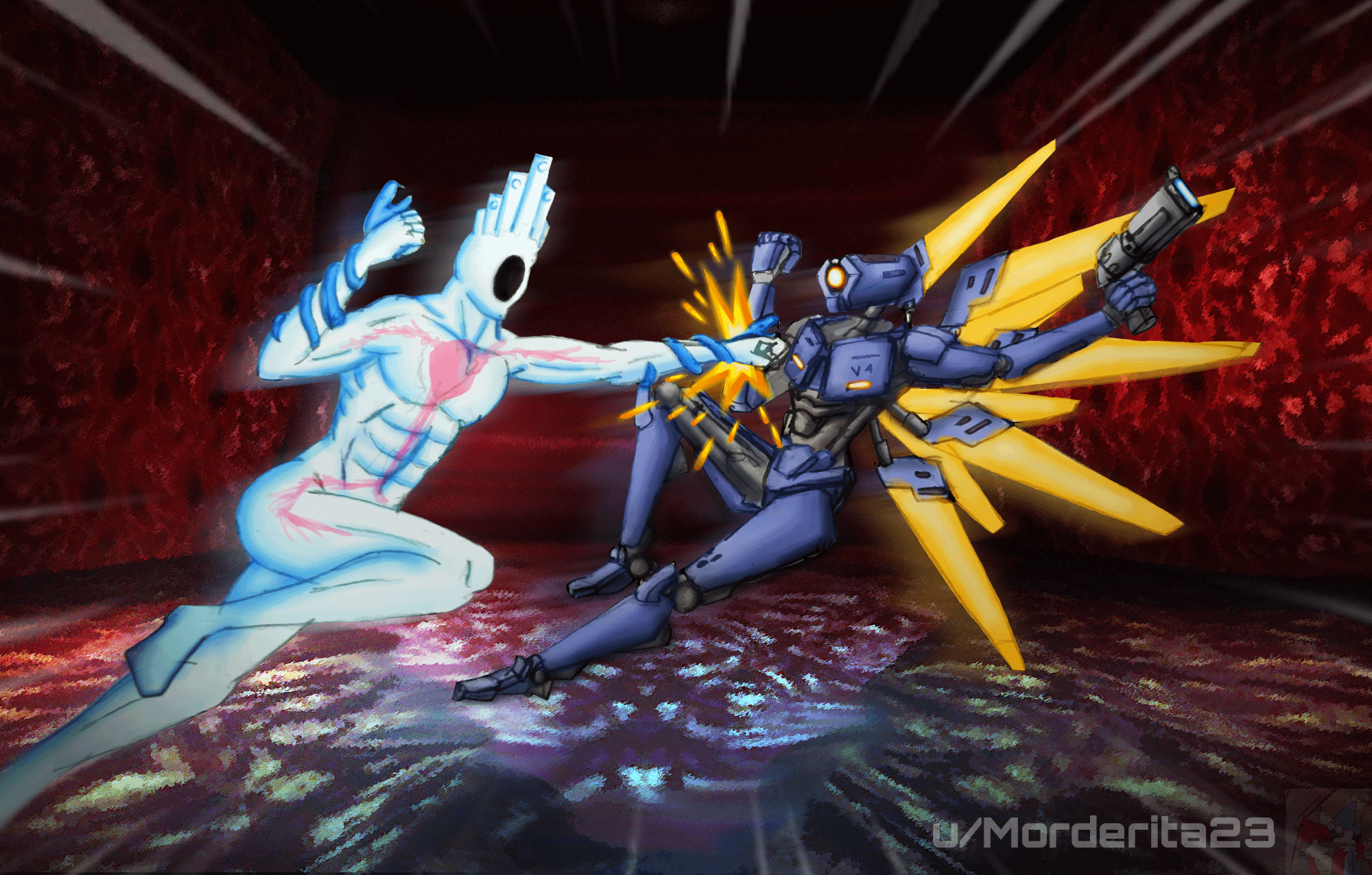 OC After being endlessly dropkicked to death i finally managed to beat Minos Prime, so i've decided to make some fanart of Him. Here's the result