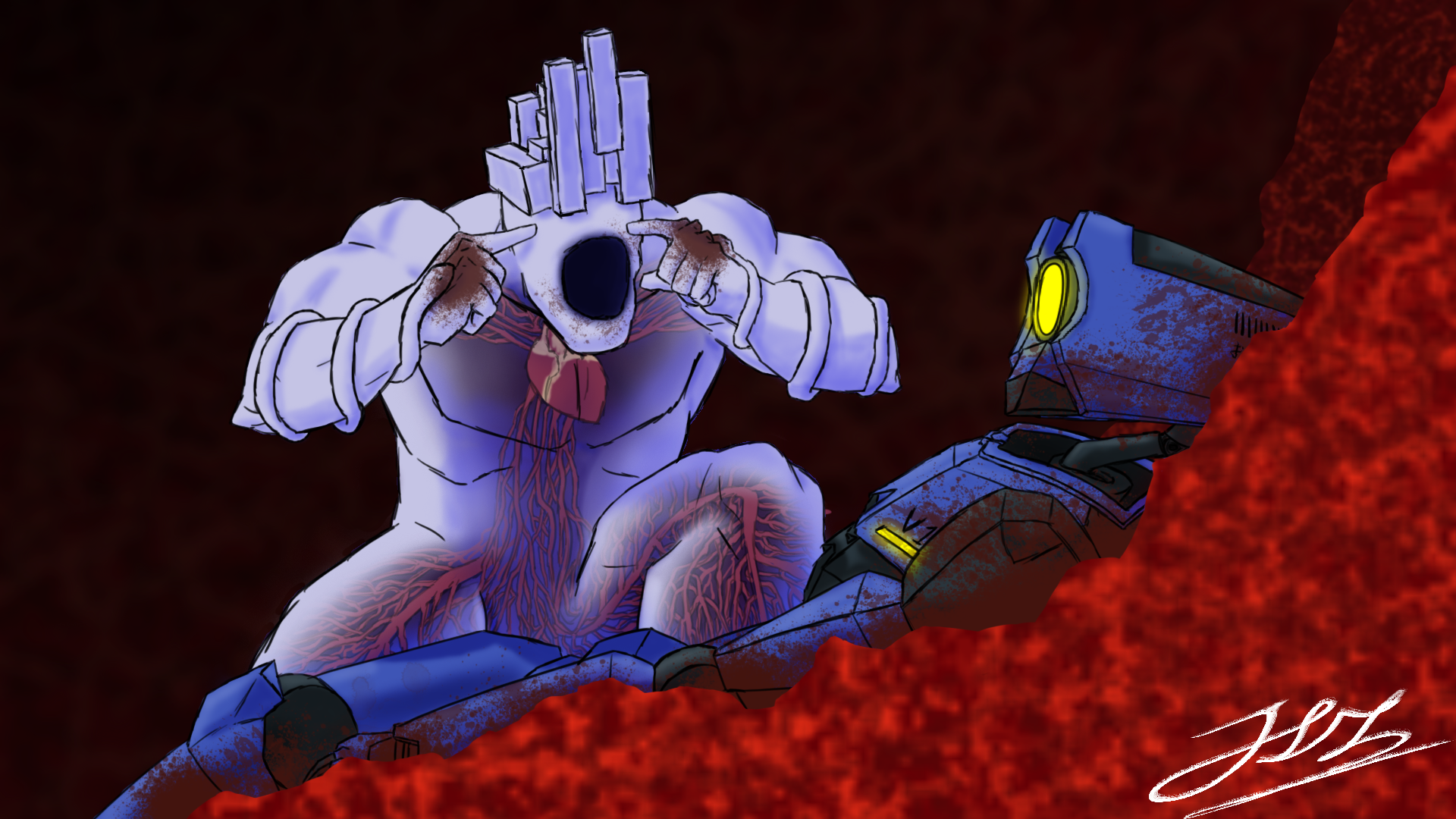 Ultrakill: Think, V1! THINK!!. Think, Mark. Halo funny, Character art, Art memes