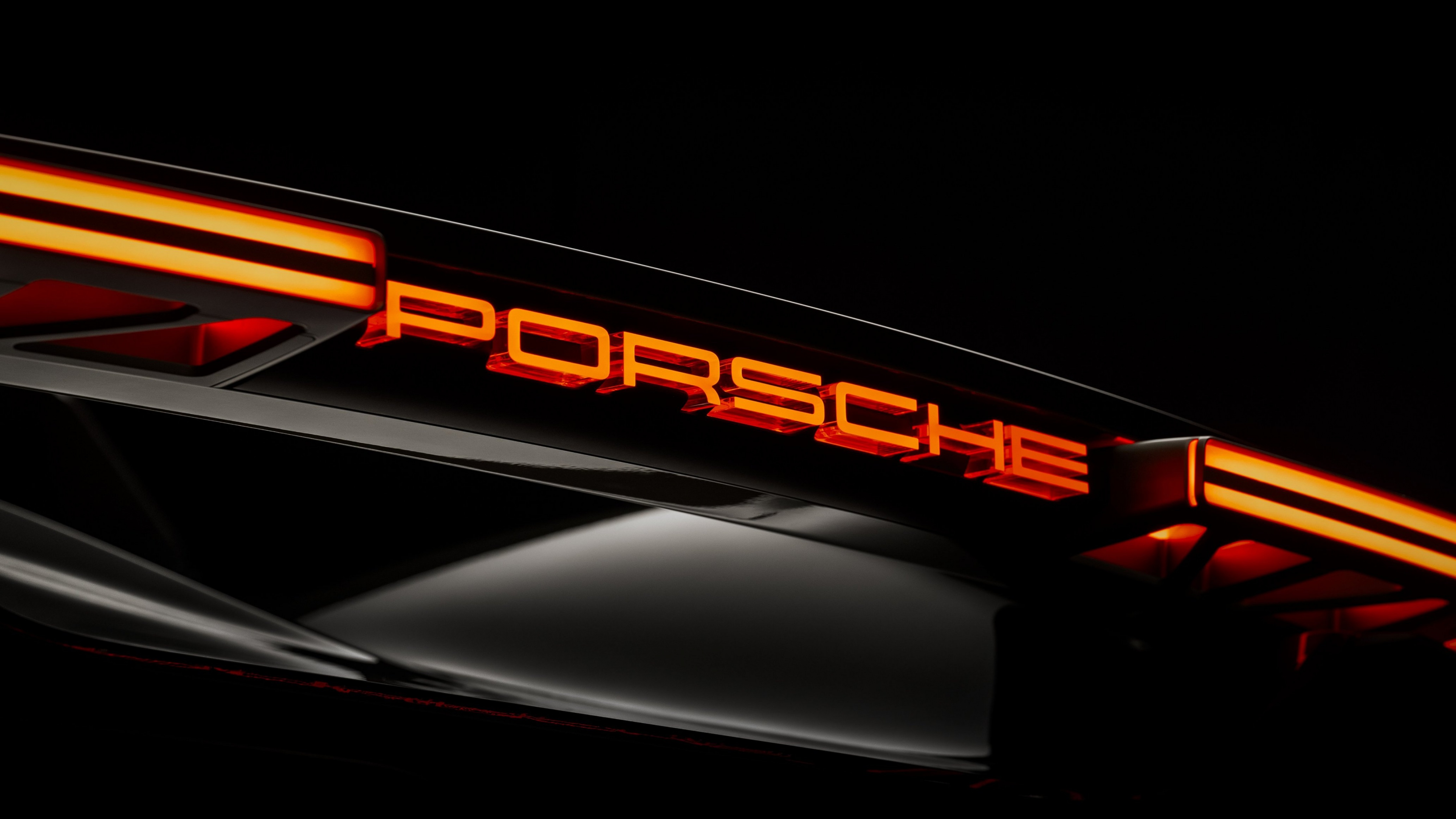 Porsche Mission X Wallpaper 4K, Rear View, Illuminated, Logo