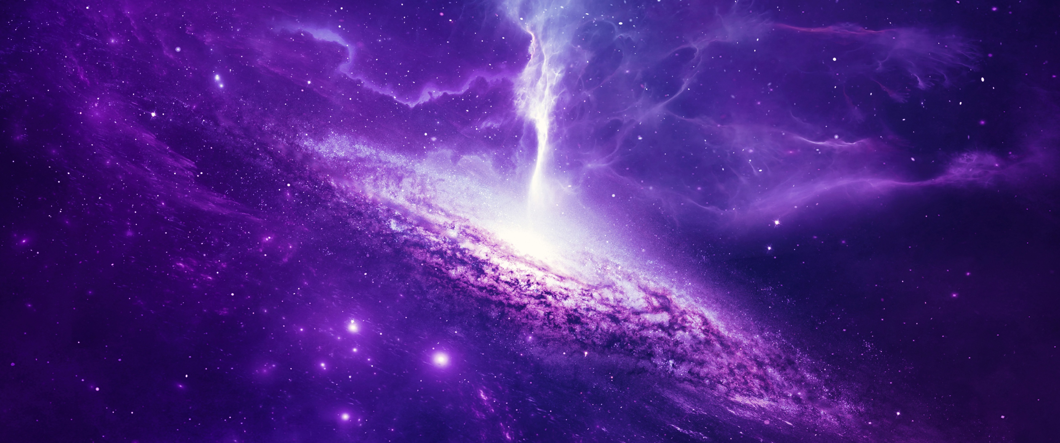 Universe Wallpaper 4K, Spiral, Nebula, Galaxy, Purple