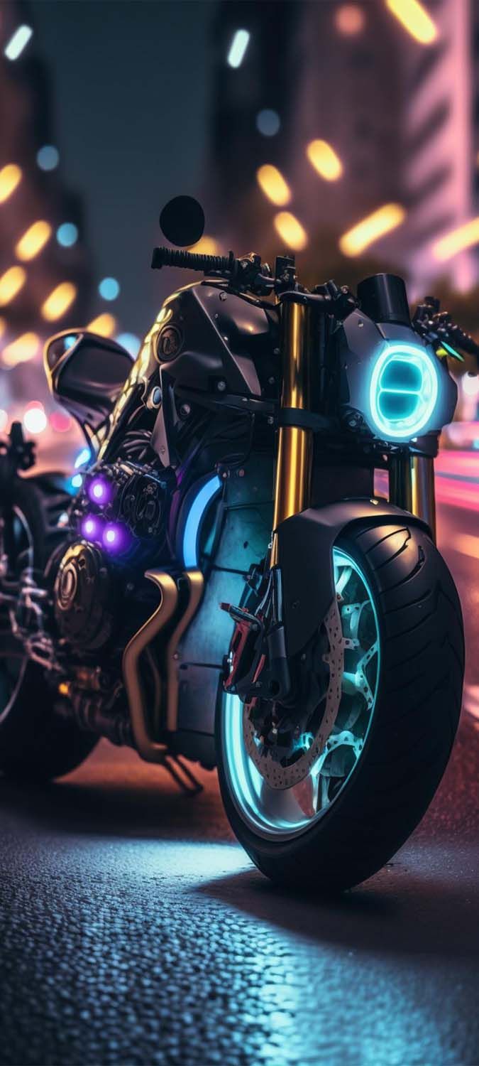 Neon Glow Superbike 4K IPhone Wallpaper