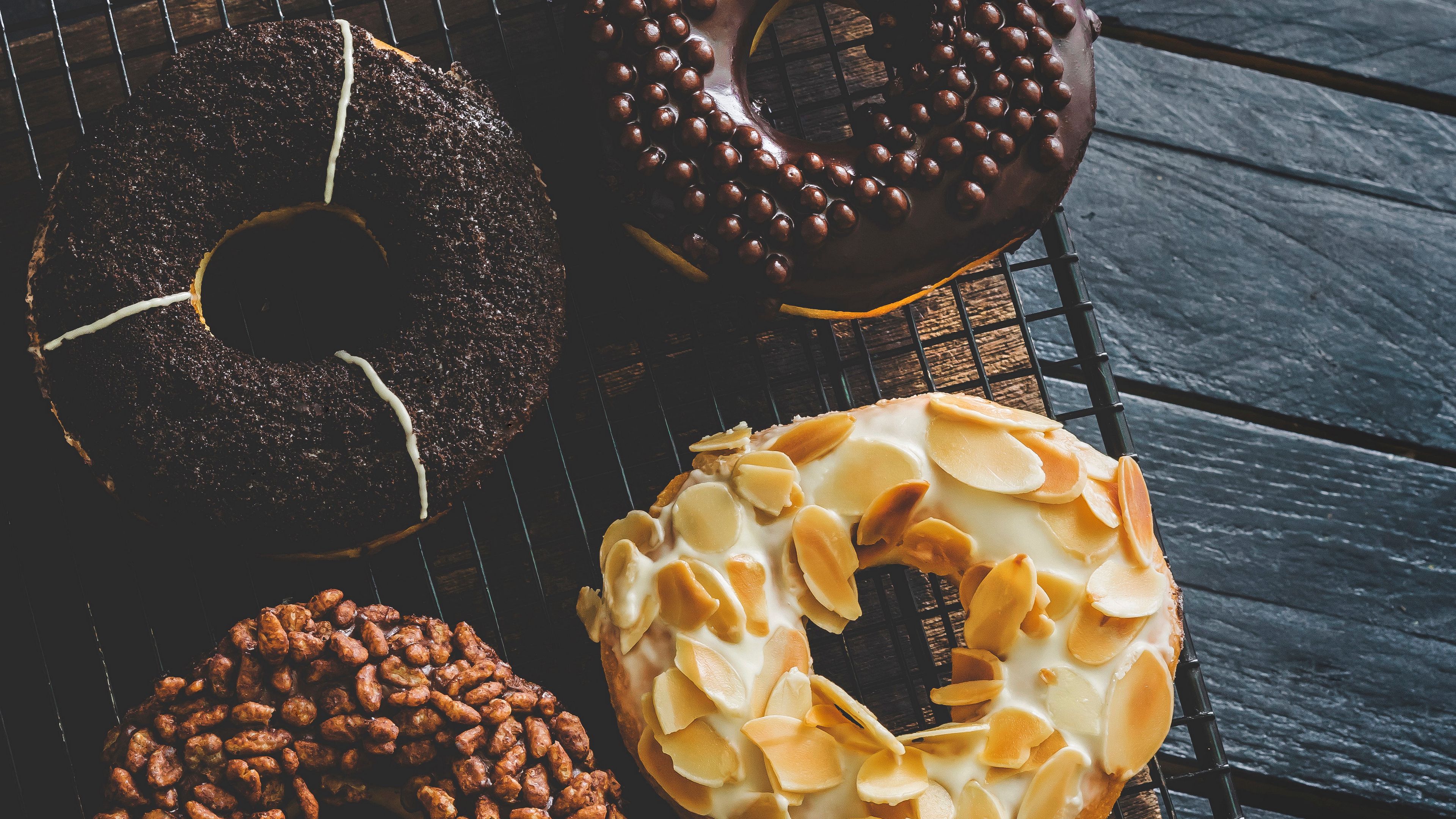 Download wallpaper 3840x2160 donuts, sweets, pastries, icing, tea 4k uhd 16:9 HD background