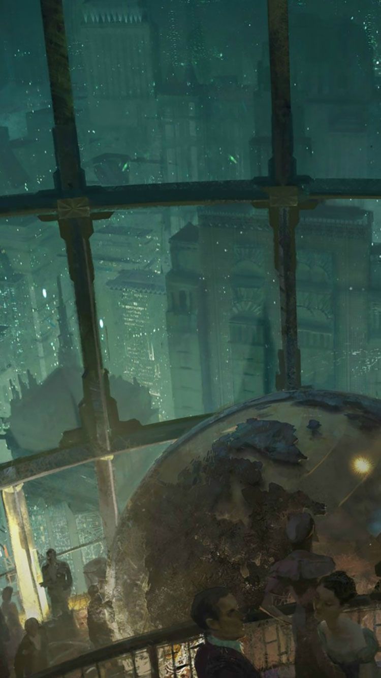 Futuristic City iPhone Wallpaper 13. Steampunk wallpaper, Bioshock art, City iphone wallpaper