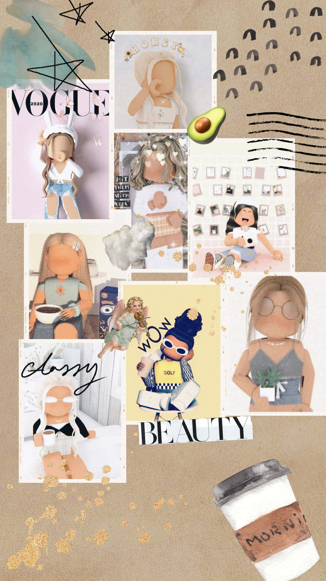 Download Roblox iPhone Aesthetic Girl Collage Art Wallpaper