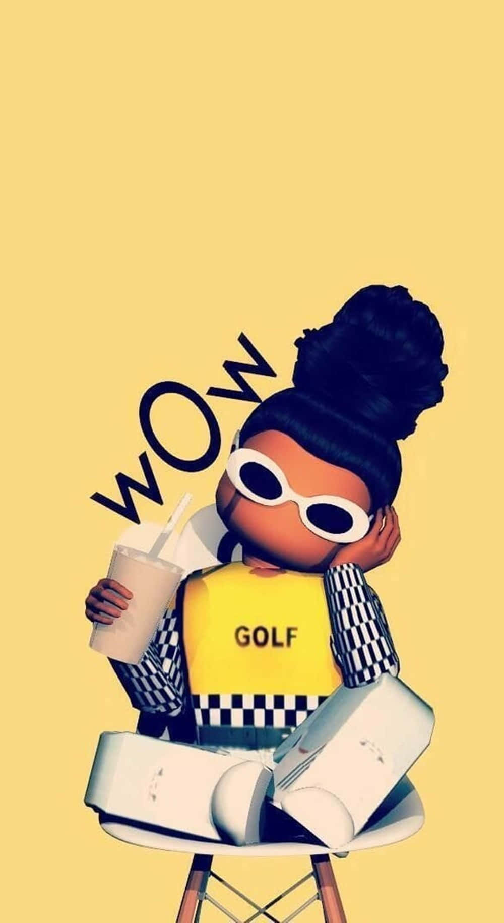 Download Cool Girl Roblox Yellow iPhone Wallpaper