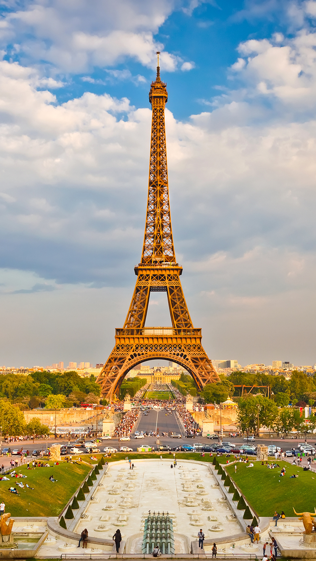 Image Paris Eiffel Tower France Sky Clouds Cities 1080x1920