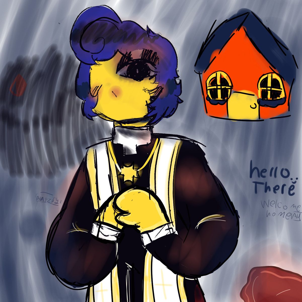 Wally as a priest:). Thanks game, Gothic house, Wally