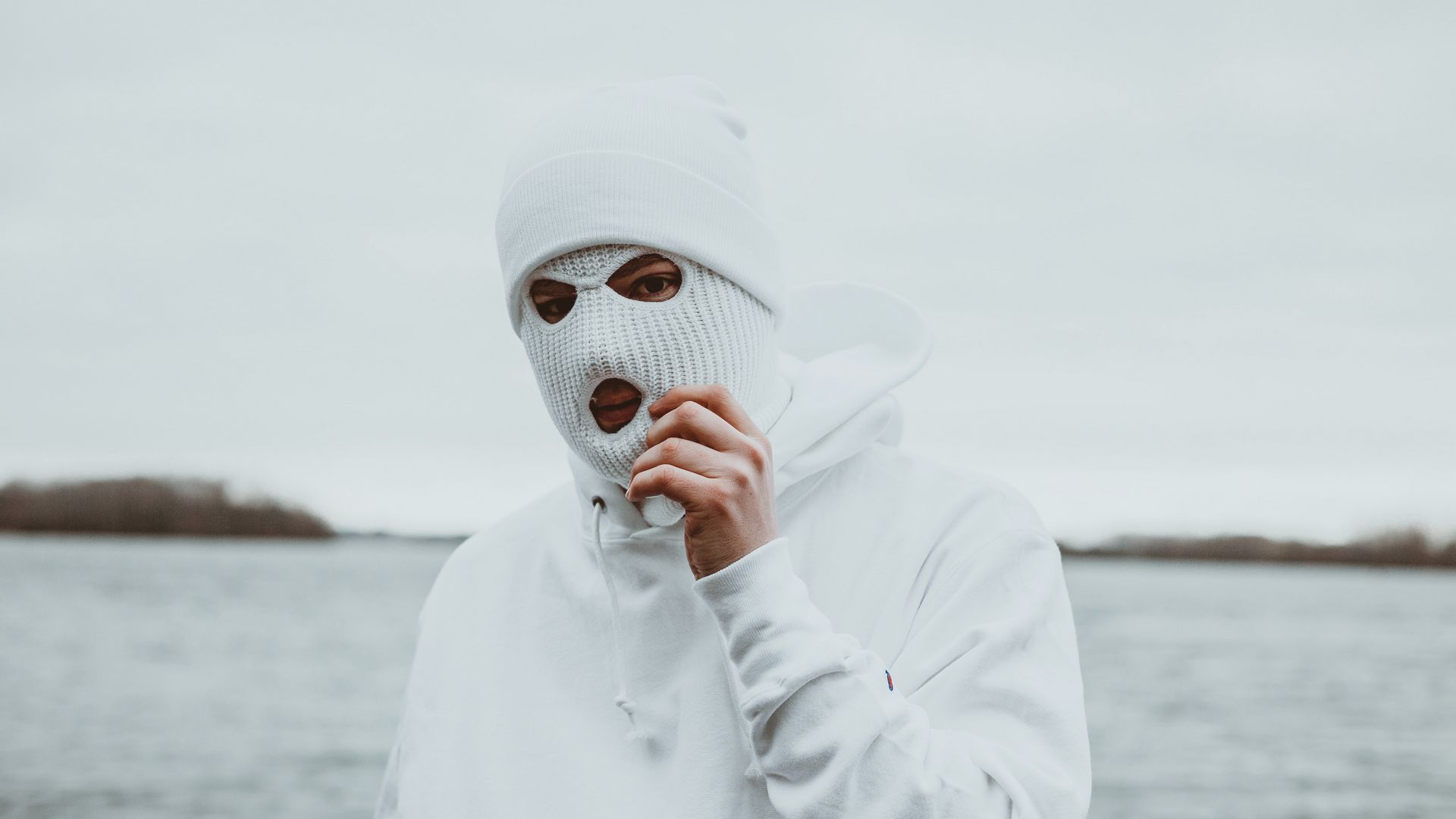 Wallpaper mask balaclava man white