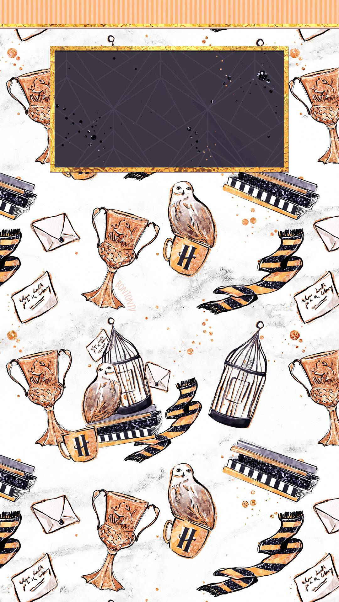 Download Cute Harry Potter Hufflepuff Pattern Wallpaper