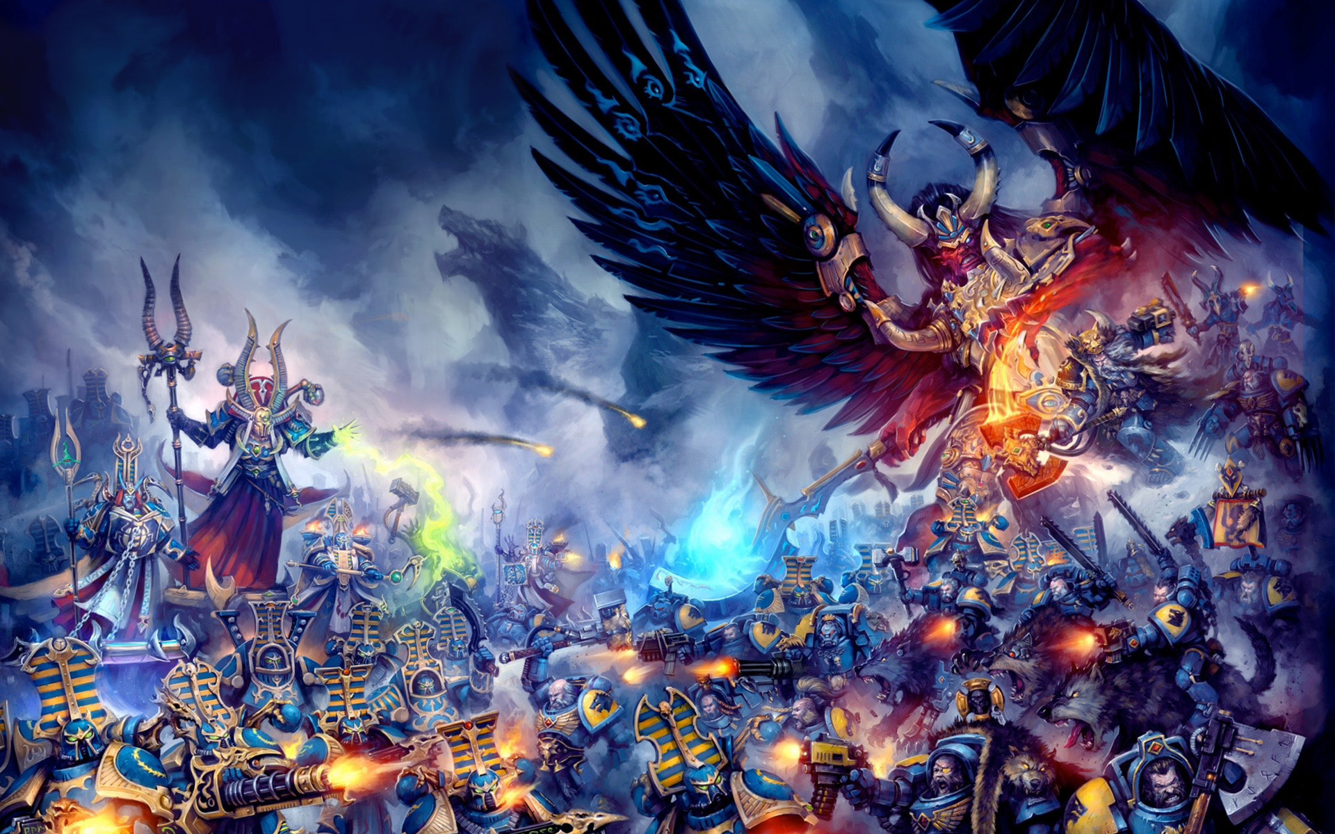 Download wallpaper demon, Space Wolves, chaos, space marines, Warhammer 40 000, Magnus the Red, primarch, Thousand Sons, section fantasy in resolution 1920x1200