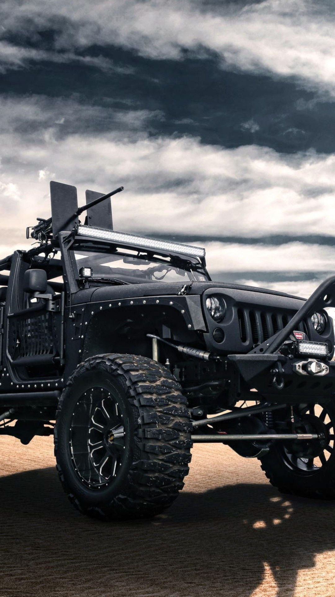 Black Jeep Clouds Background Wallpaper Download