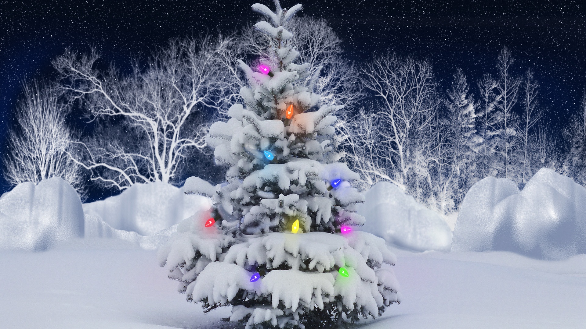 Snow Christmas Tree Vector Wallpaper 11703