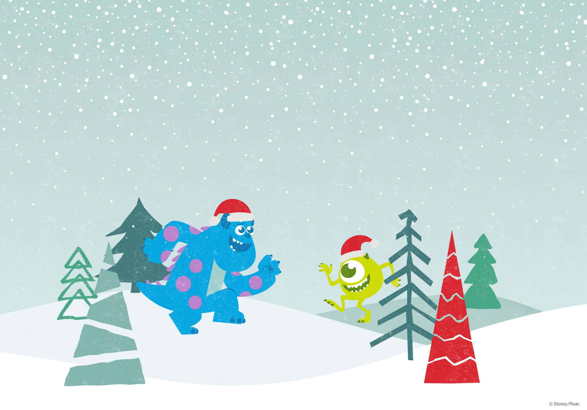 Download Disney Christmas iPad With Mike And Sulley Wallpaper