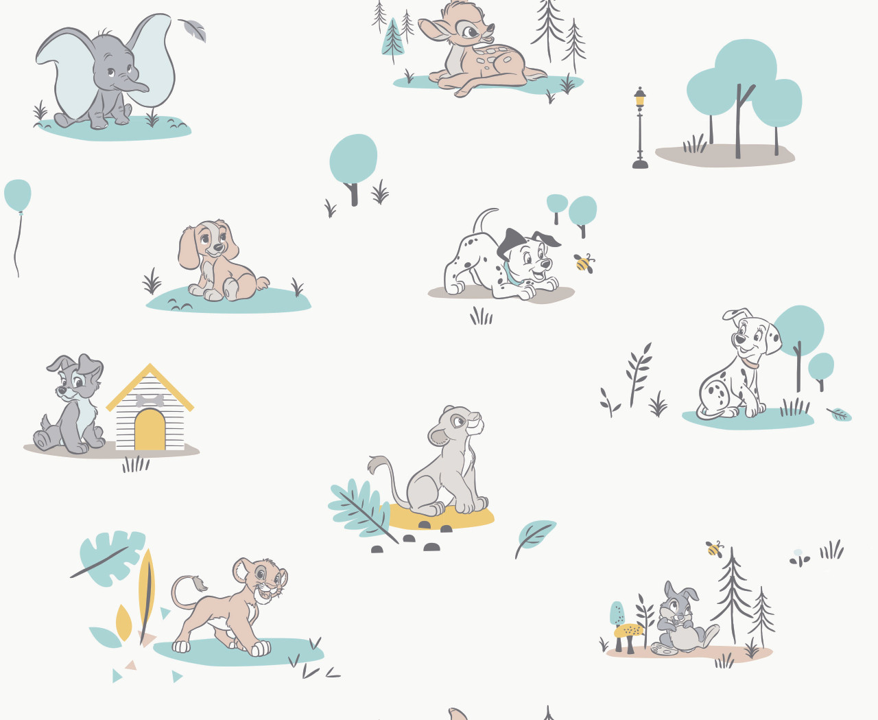 RMK11777RL BABY ANIMALS PEEL & STICK WALLPAPER