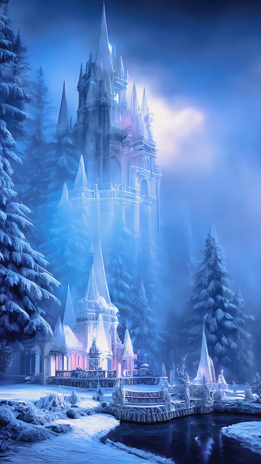 Winter Castle AI Art iPhone Wallpaper