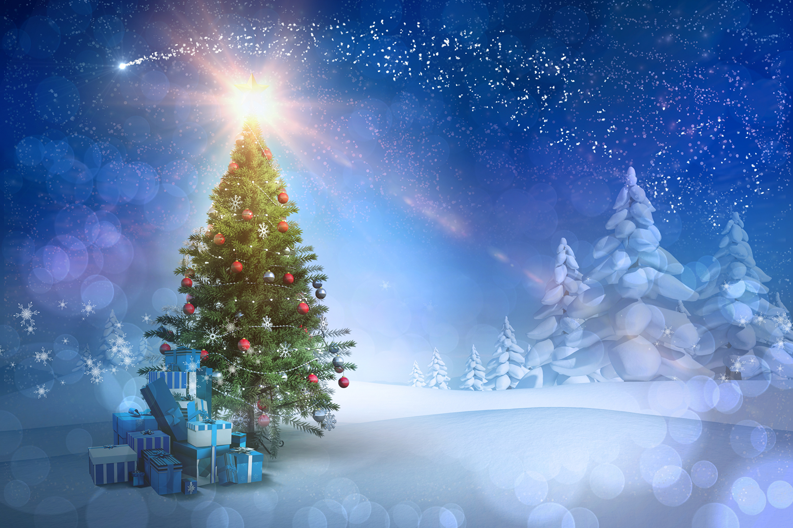 HD desktop wallpaper: Winter, Christmas, Holiday, Gift, Christmas Tree download free picture