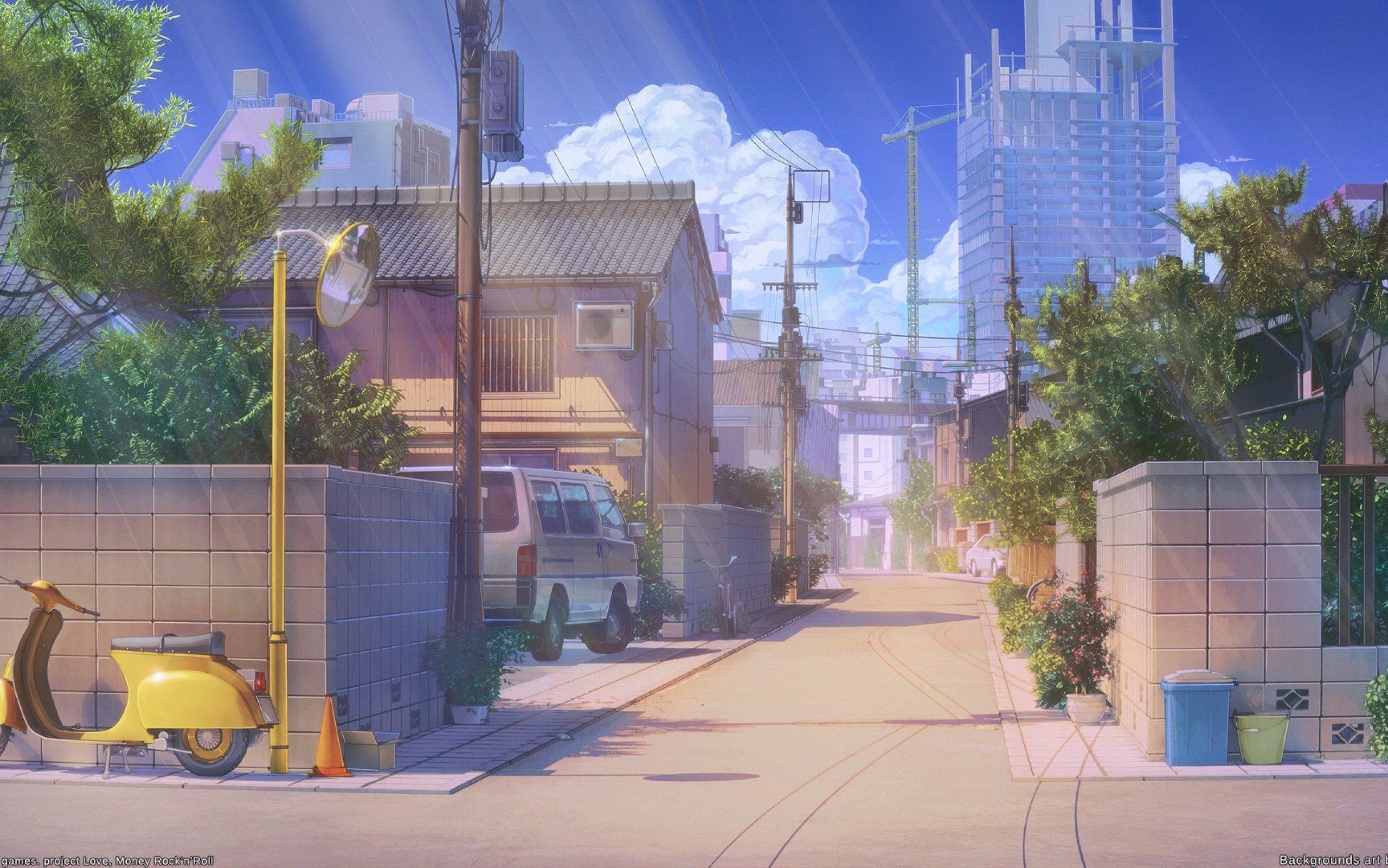Download 2560x1600 Anime Street, Scenic, Buildings, Bicycle Wallpaper for MacBook Pro 13 inch -. Scenery background, Anime scenery, Anime background wallpaper