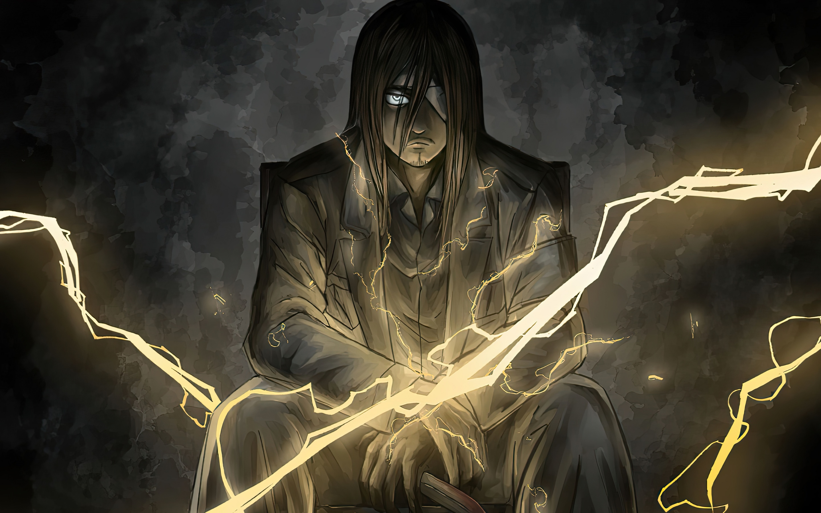 Eren Yeager Wallpaper 4K, Lightning, Shingeki no Kyojin