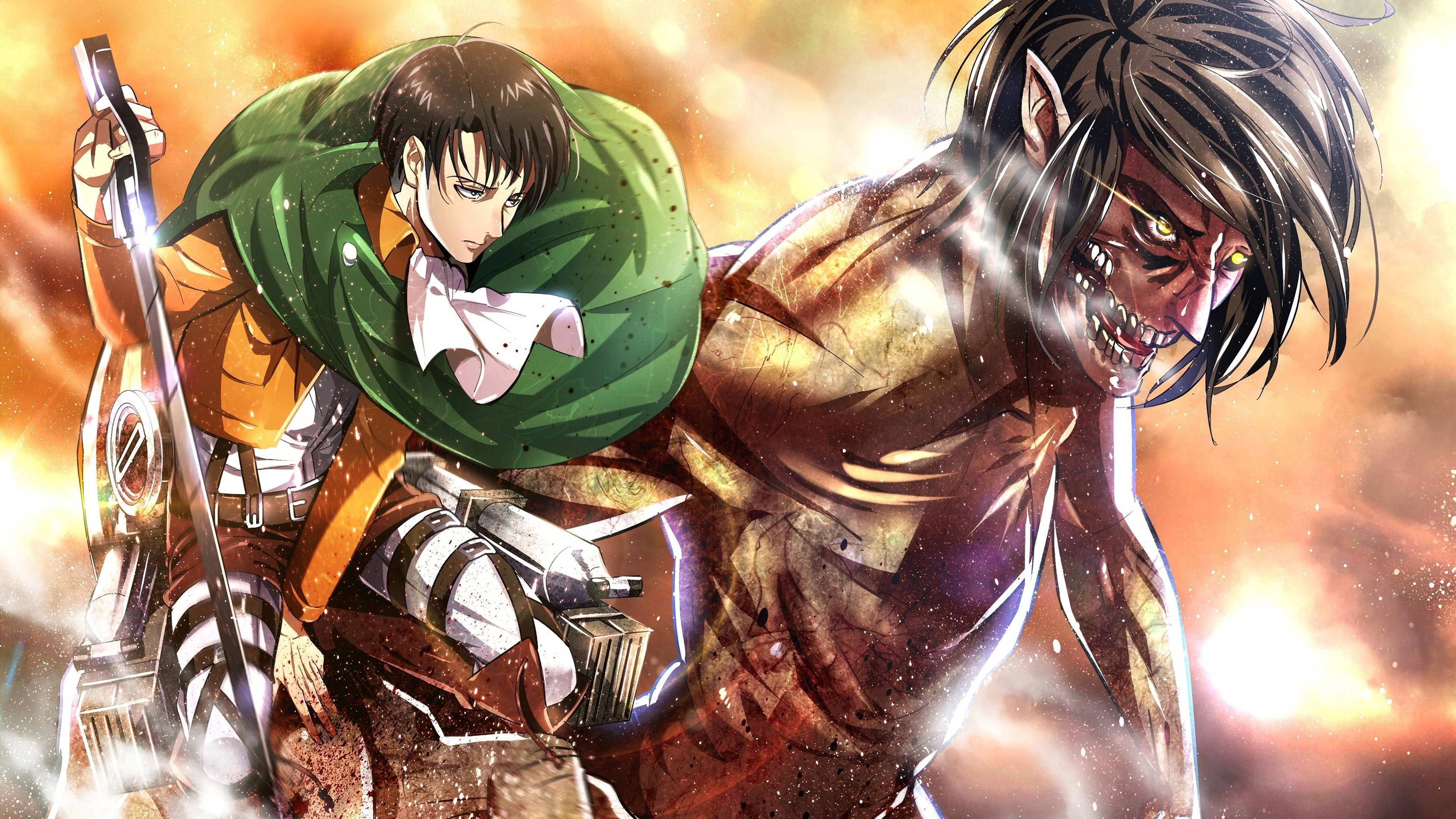 Download Attack On Titans 4K Eren Yeager Sword Wallpaper