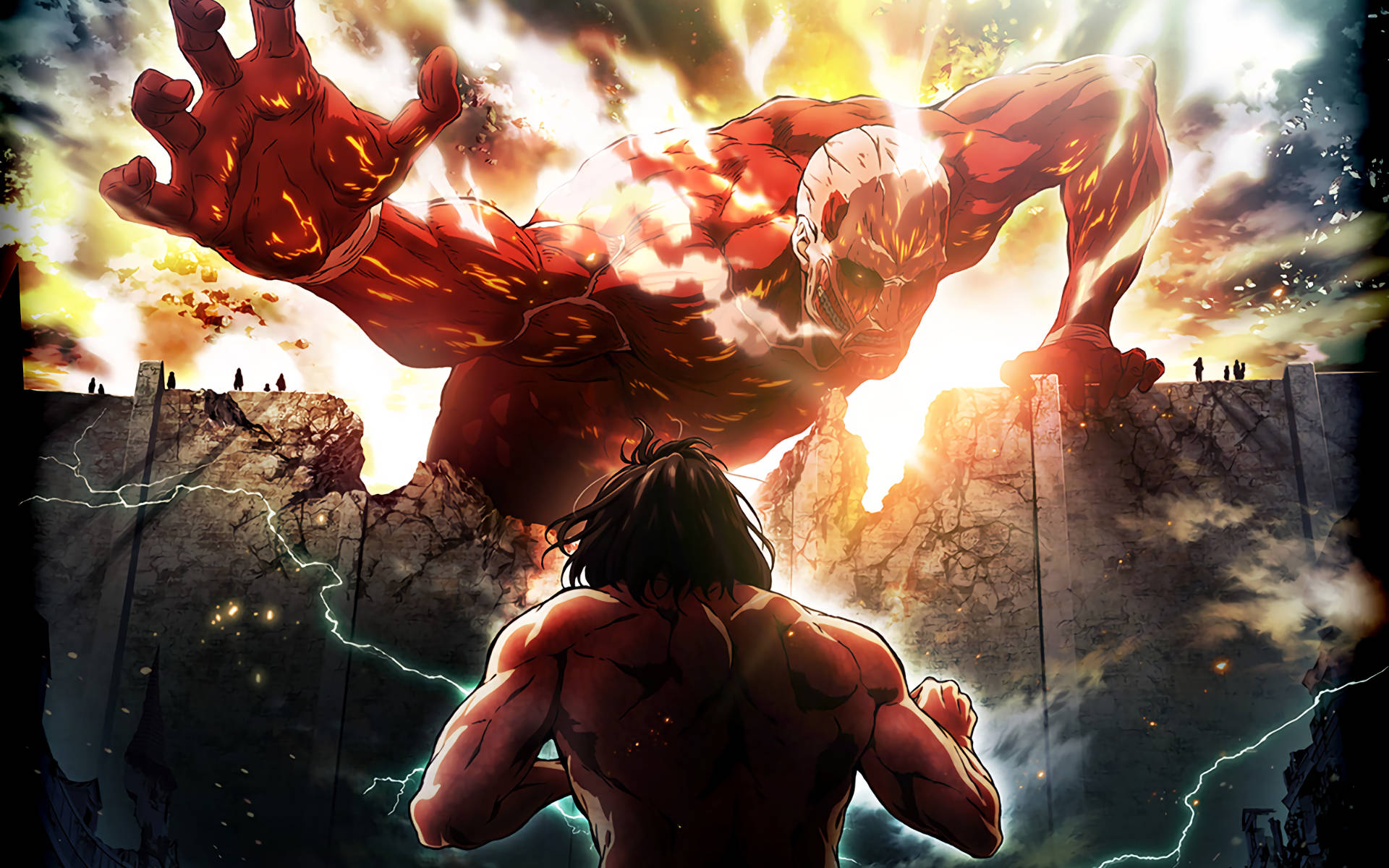 Download The Attack Of Titan Eren Yeager Wallpaper