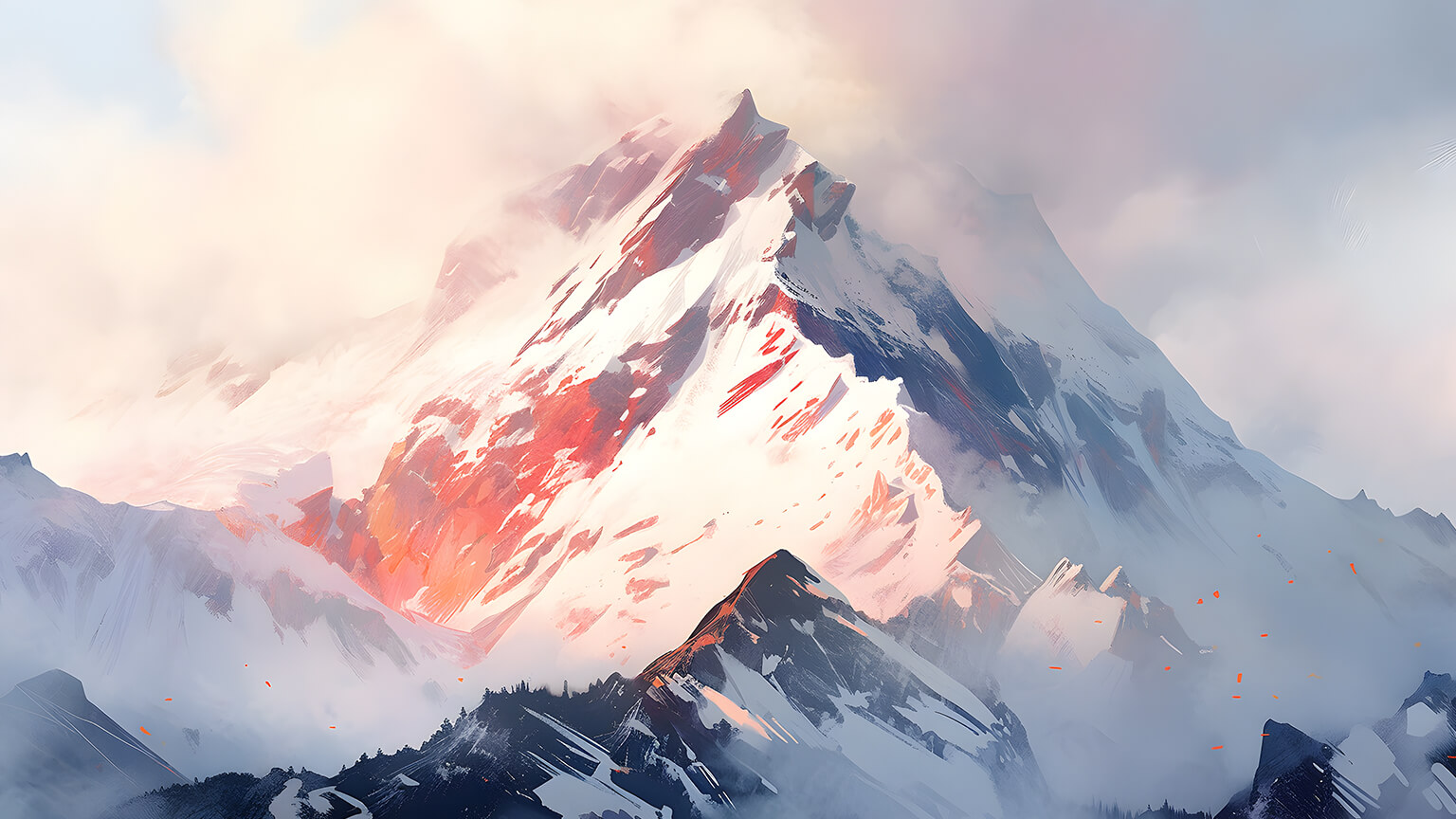 Snowy Mount Everest Art Desktop Wallpaper Wallpaper 4K