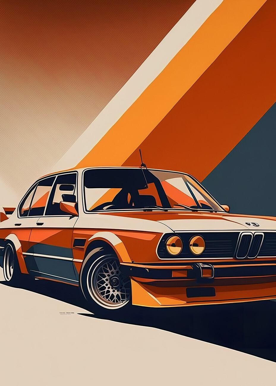 E36 Retro Car Vintage Wall Mural