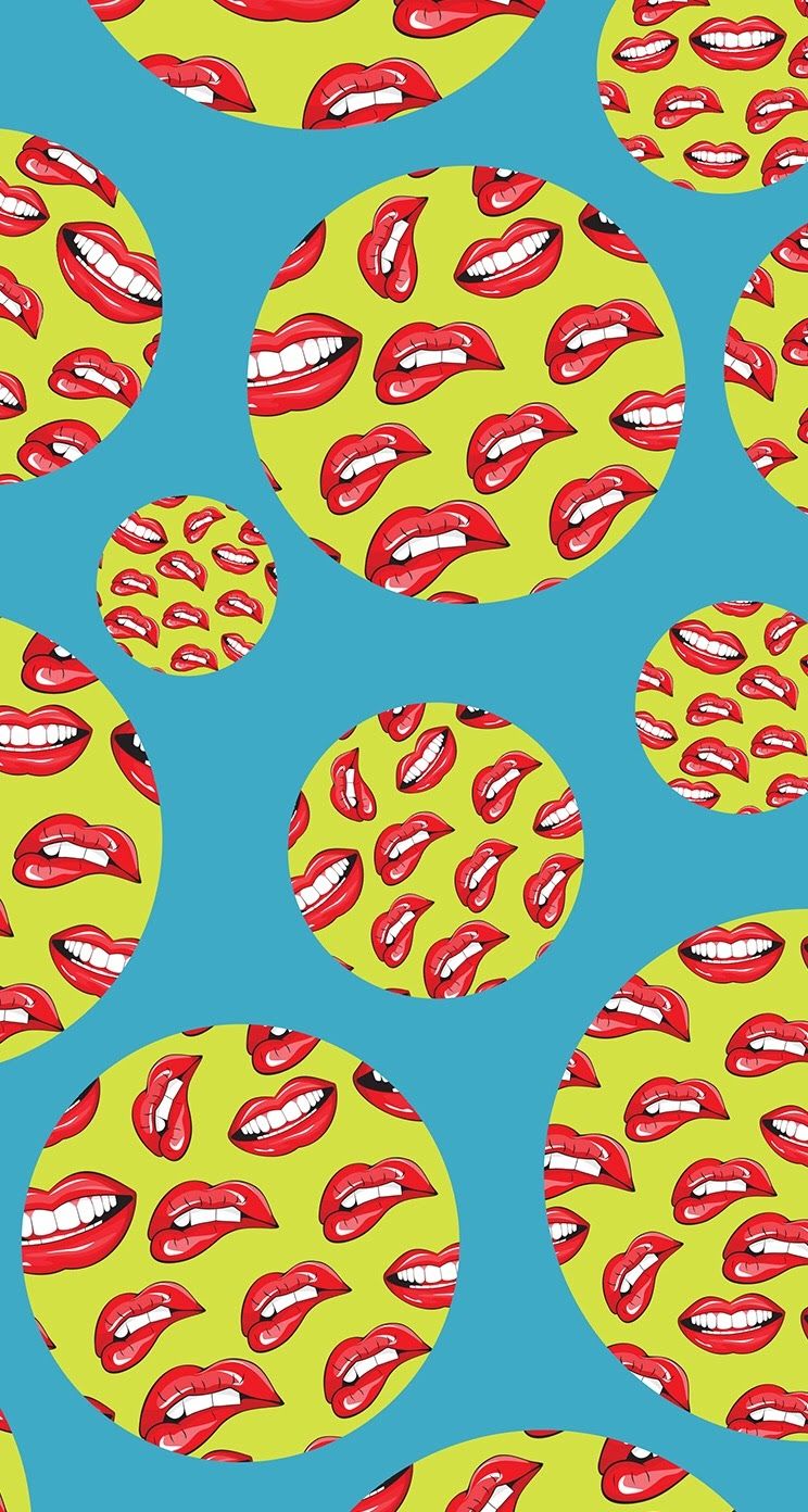 Pop art lips iPhone wallpaper background lockscreen