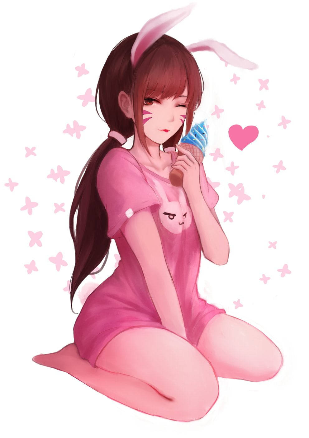 Download D.Va from Overwatch with a Chilling Wink on Phone Wallpaper