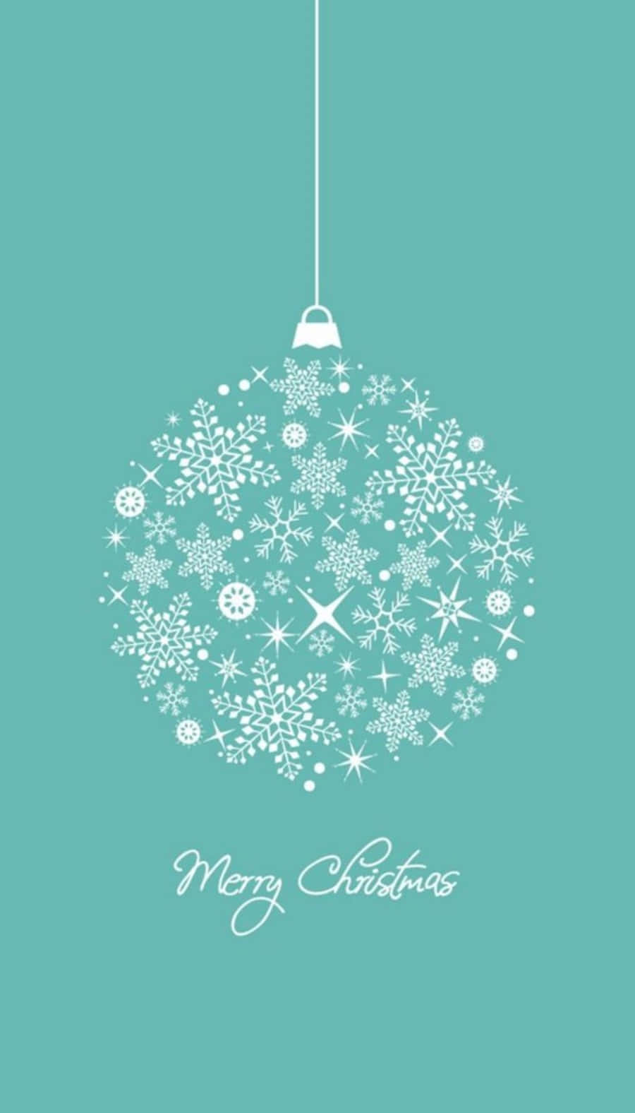 Download A Christmas Ball With Snowflakes On A Turquoise Background Wallpaper