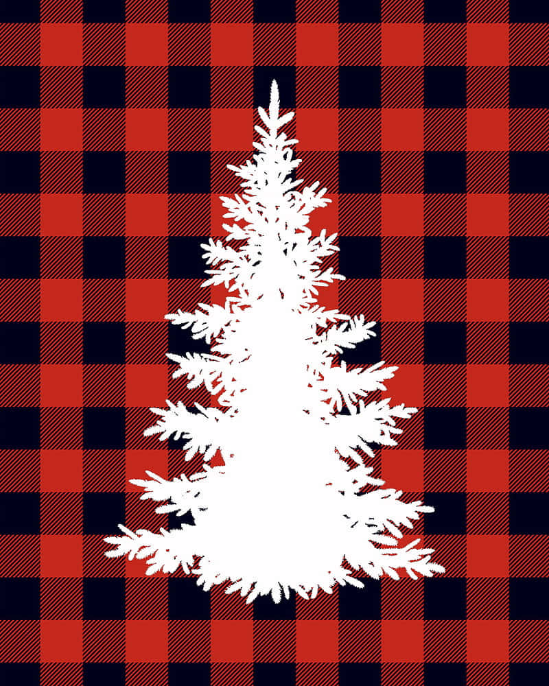 Download Red Plaid Background And Christmas Tree