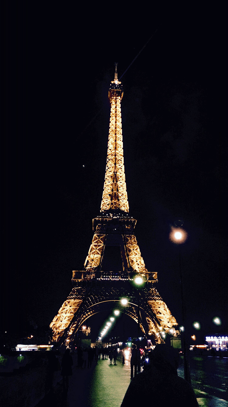 Paris City Art Night France Eiffel Tower Dark Wallpaper