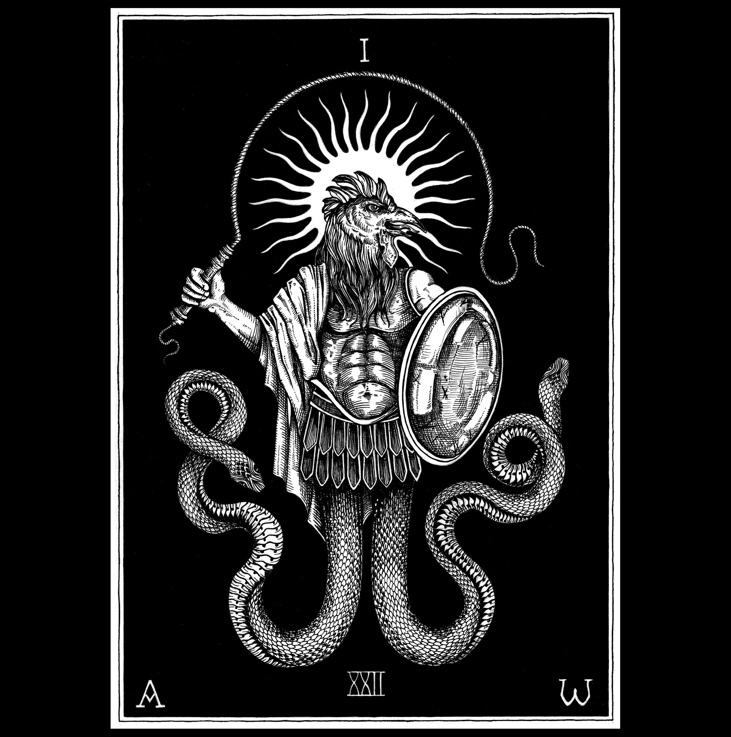 Abraxas Original Ink and Goache Drawing Illustration in