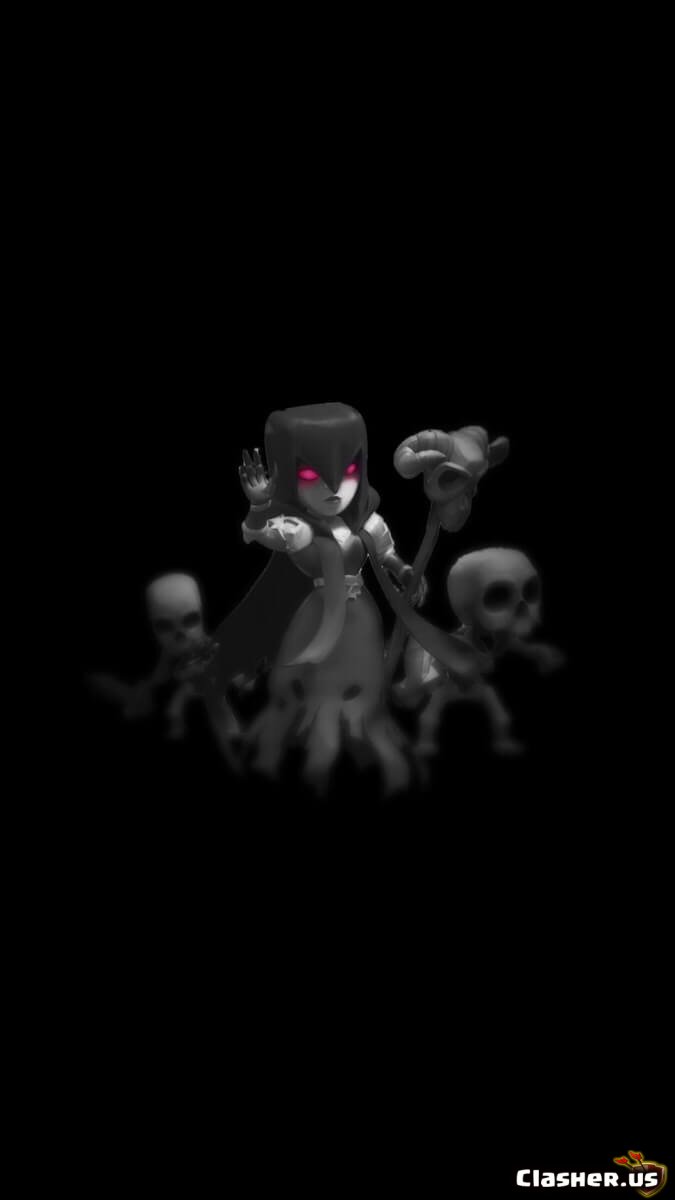 Witch, Skeleton, black white of Clans Wallpaper