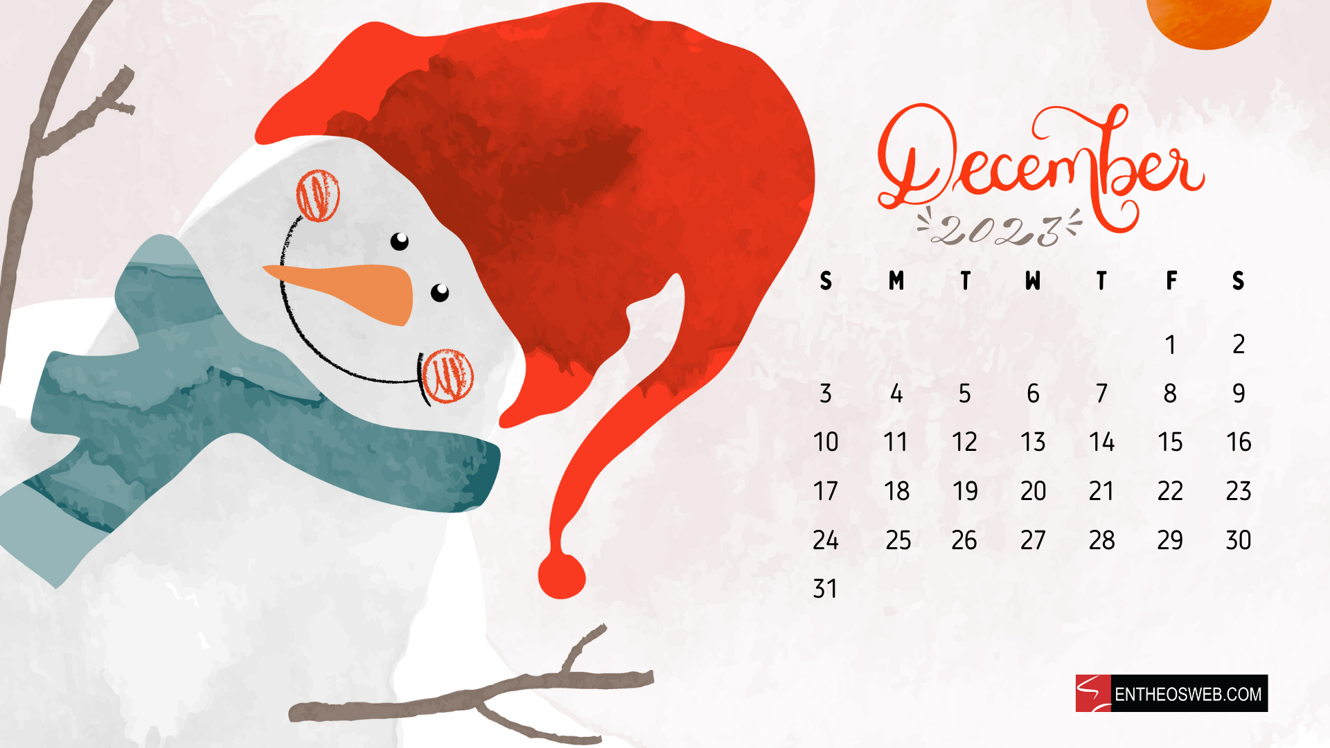 December 2023 Calendar Desktop Wallpaper