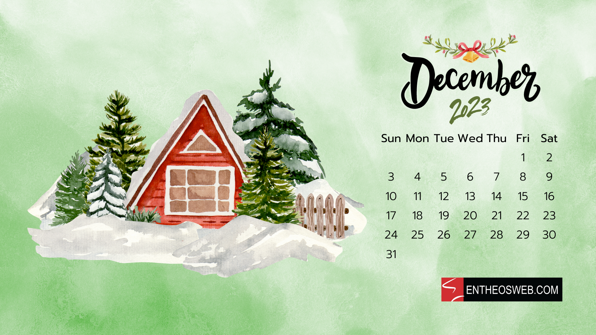 December 2023 Calendar Desktop Wallpaper