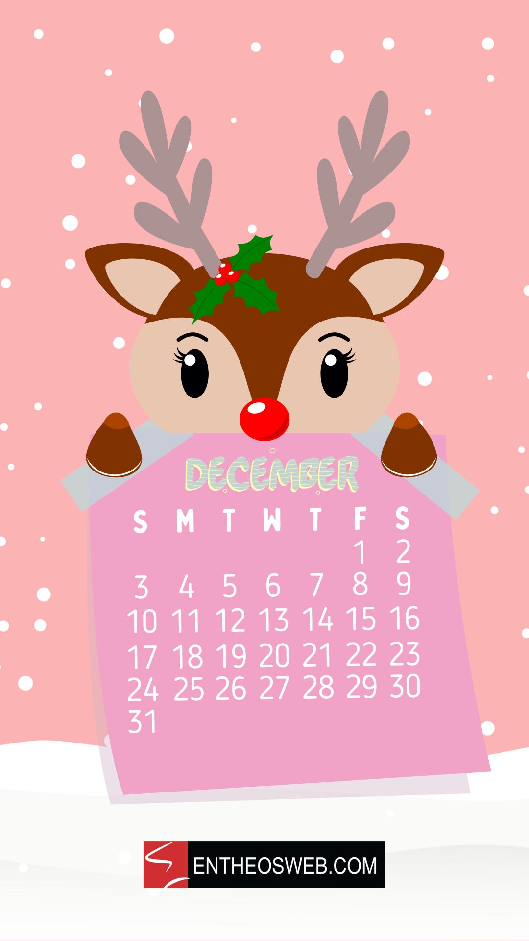 December 2023 Calendar Phone Wallpaper
