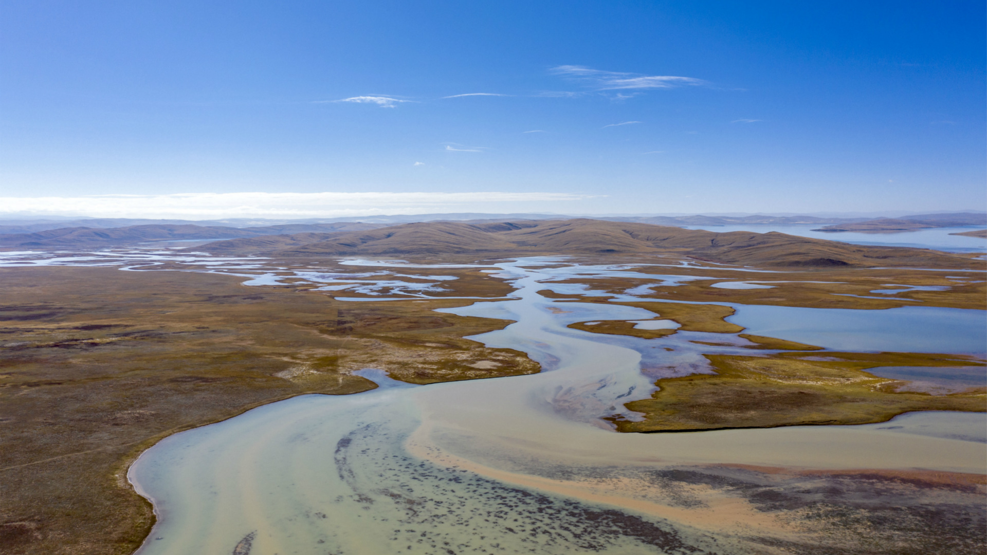 Breathtaking aerial scenery of Yellow River source in NW China